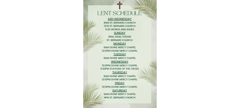 Lent Schedule 2026
